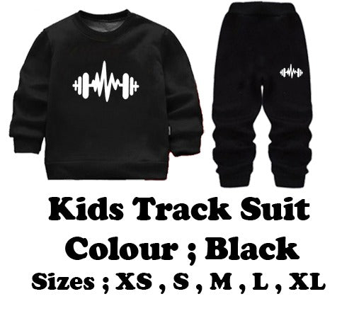 Black Cross Printed Fleece Winter Kids Tracksuit | Sweatshirt & Trousers Set for Boys & Girls – Warm & Cozy Outfit