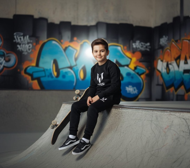 Kids Missi Printed Black & Black Tracksuit Set | Winter Fleece Sweatshirt & Trouser Outfit for Boys & Girls – Warm, Cozy & Stylish