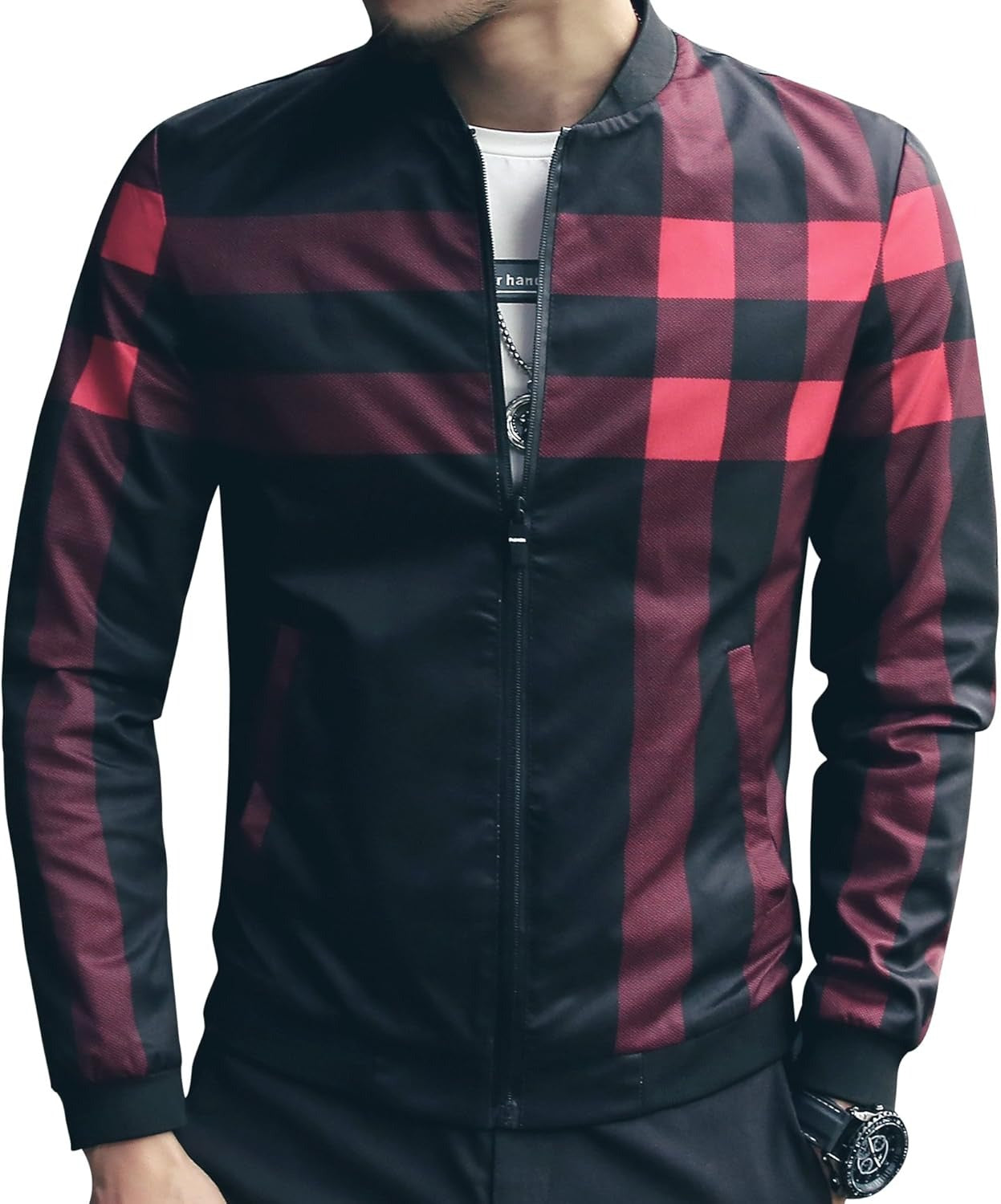 Men's Stylish Zipper Jacket with Contrast Checked Zipper | Jacket For Men's & Boys | Stylish Jacket For Formal & Casual Wear | Checked Design Jacket