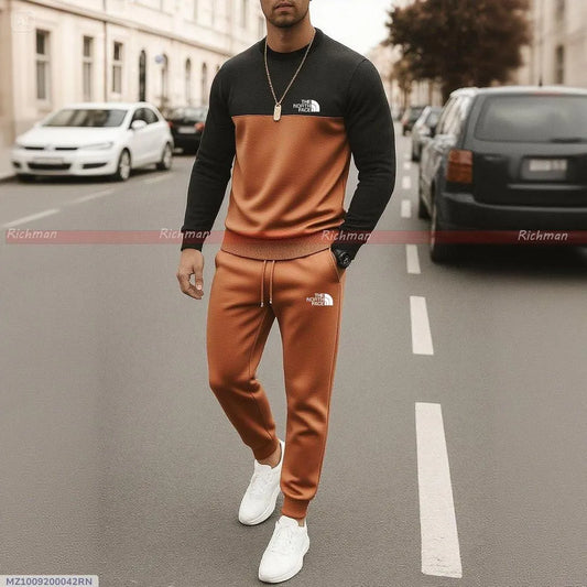 2 Pcs Men's Micro Printed Track Suit