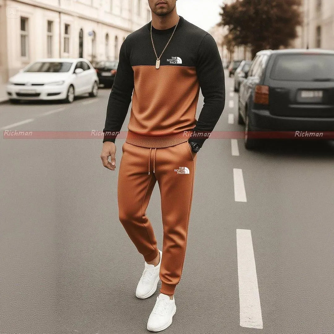 2 Pcs Men's Micro Printed Track Suit