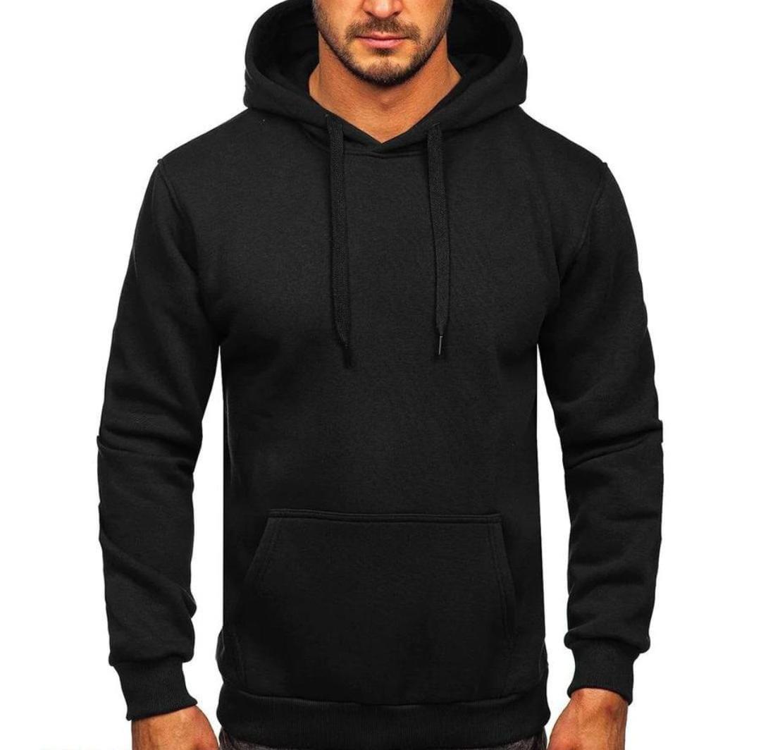 1 Pc Men's Polyester Plain Hoodie-Black